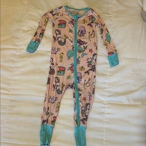 Little Sleepies Bamboo Mermaid Print Kids One Piece Pajama - Pink and Blue
